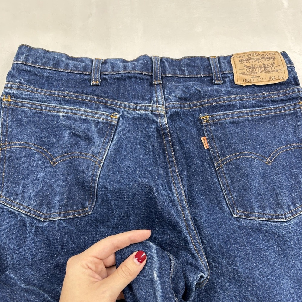 orange tab Levi's Jeans Mens 36x32 Dark Blue Vintage Straight Leg Flare Denim